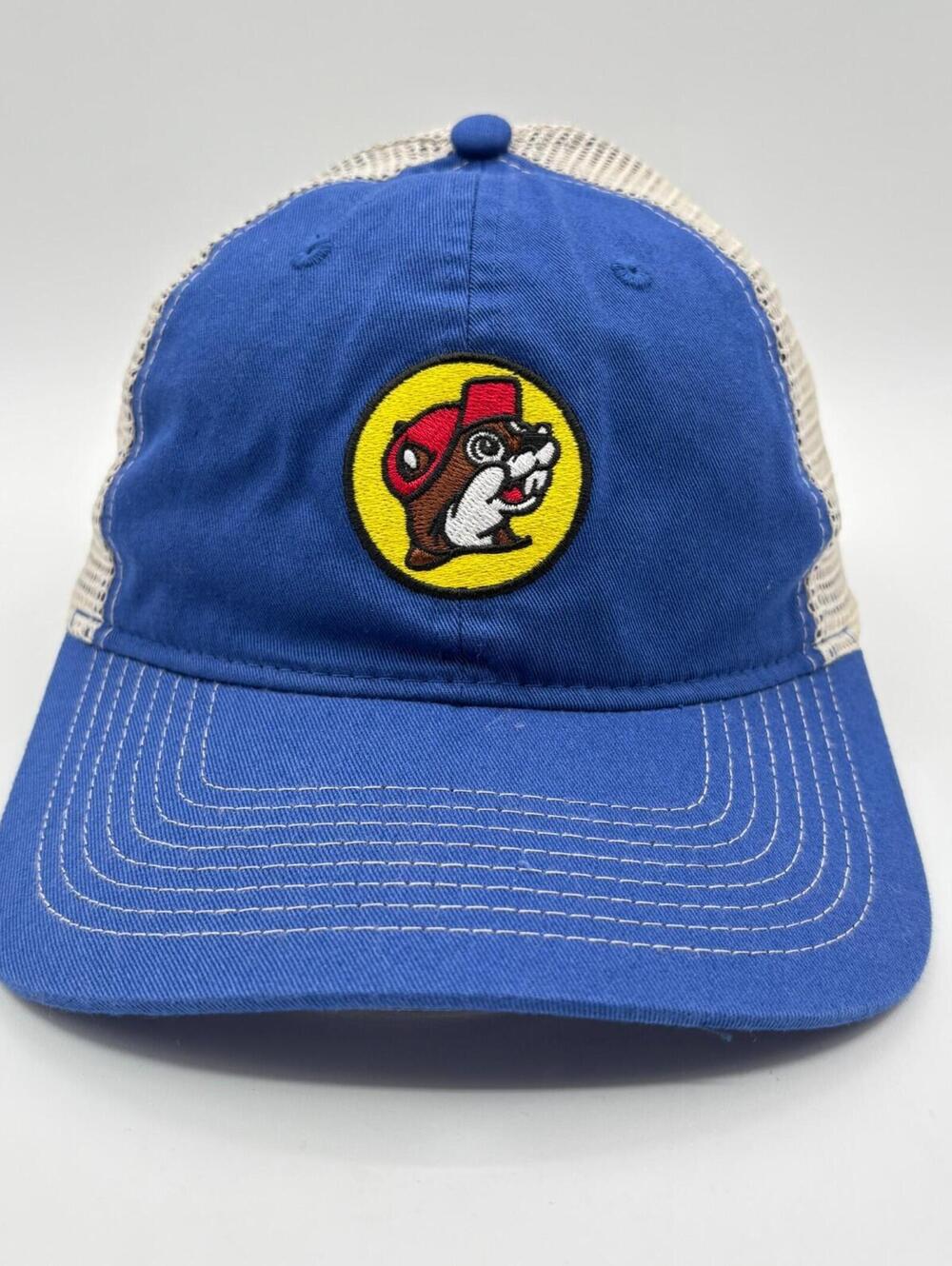 Buc-Ees Blue Embroidered Mesh Trucker Snapback Cap